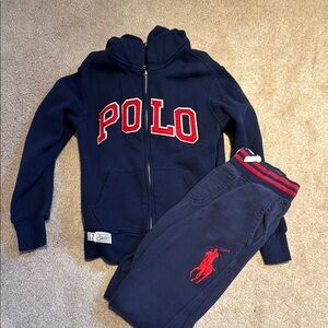 Polo Navy Tracksuit with Red Accents
